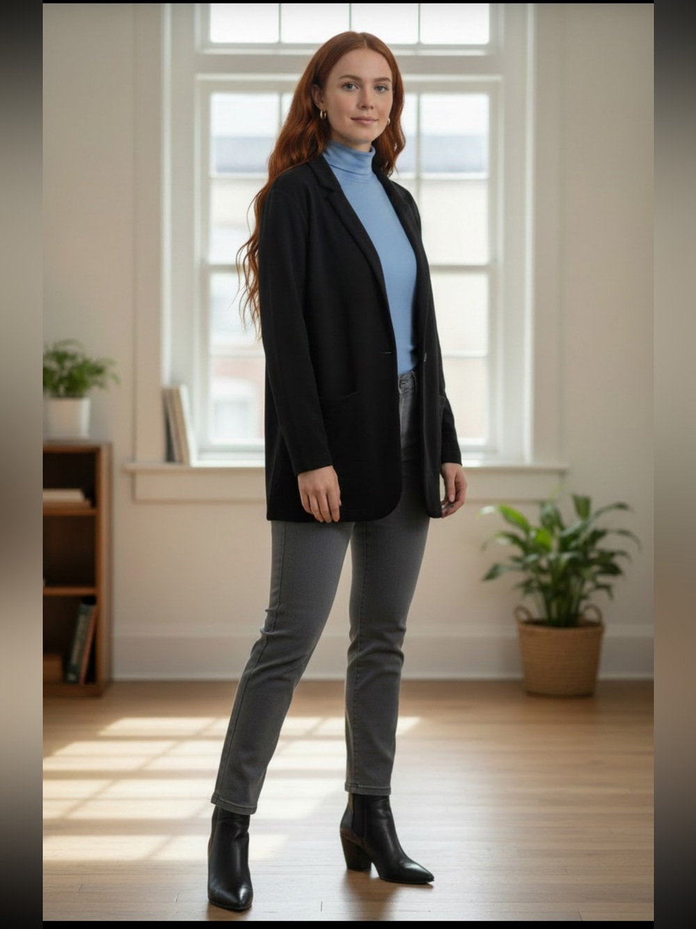 GAP Black Blazer One Button Closure  With Pockets